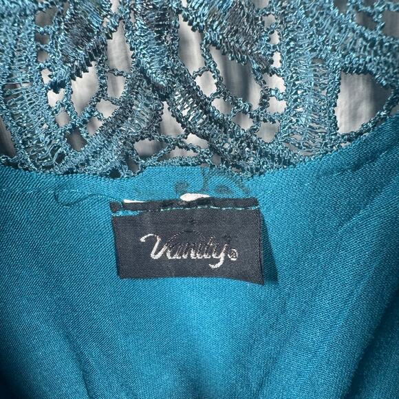 Vanity Top Women S Blue Empire Waist Babydoll Crochet Lace Back Boho Y2K Romance - Picture 5 of 6
